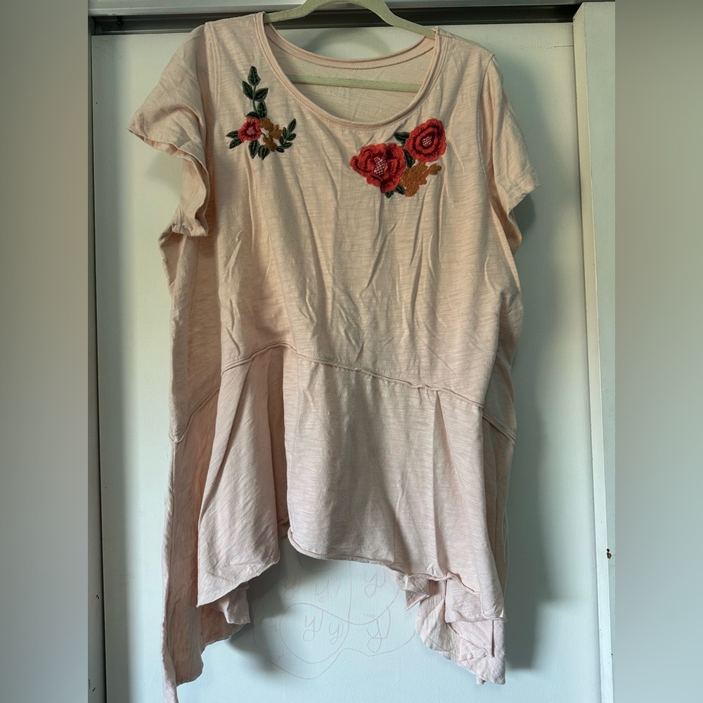 Lane Bryant Floral Embroidered Asymmetrical Top